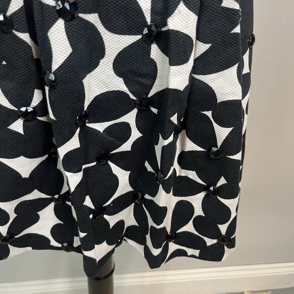 INC International Concepts Skirt size 2 Black White Floral Knee Pleated Jewels - Picture 6 of 8